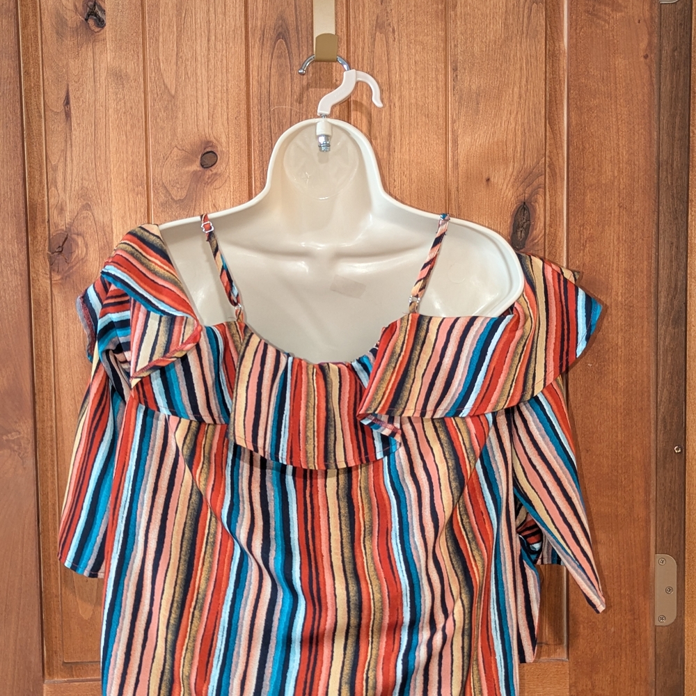 Alythea‎ Striped Multicolor Off-Shoulder Top - Picture 2 of 10